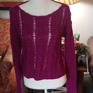 Wine cable knit sweater